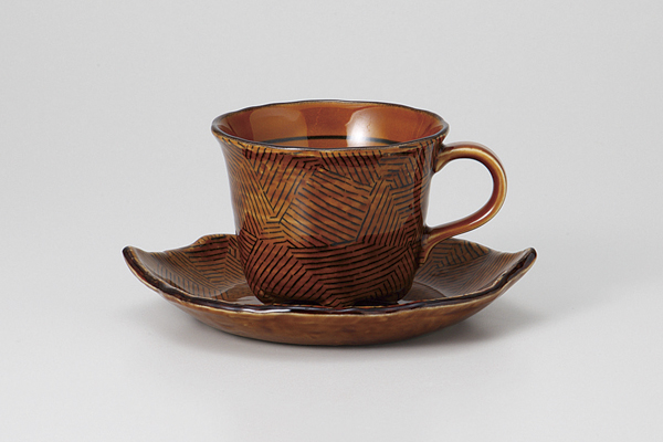 あめ釉桧垣紋 コーヒーC/S