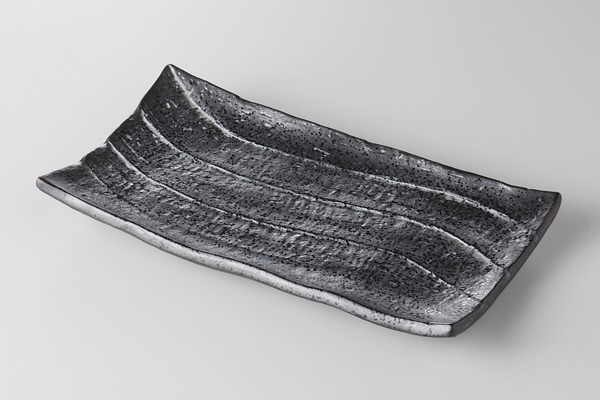 銀結晶 足付焼物皿