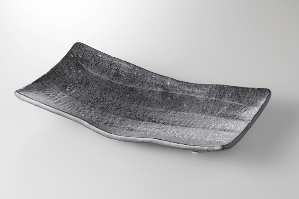 銀結晶 足付長皿