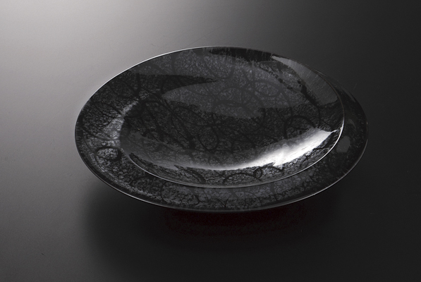 銀彩波紋 ねじり皿