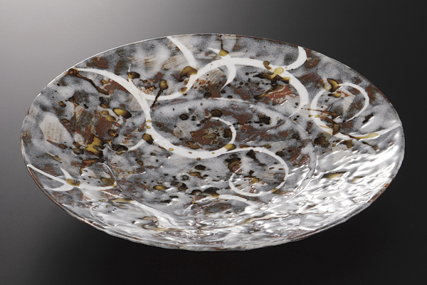 たたき志野蔓絵 大皿