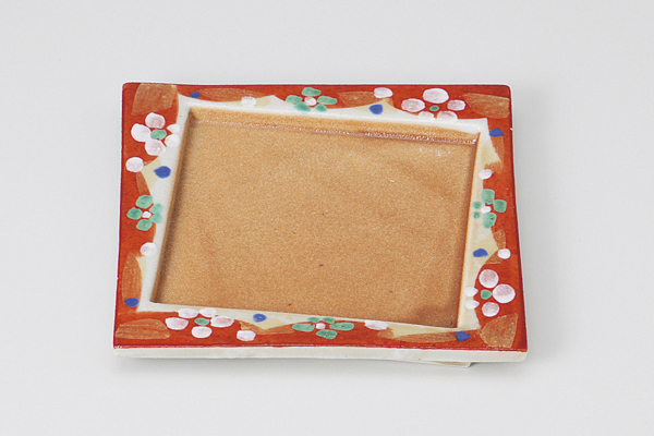 【廃番】鉄砂赤絵花 角皿