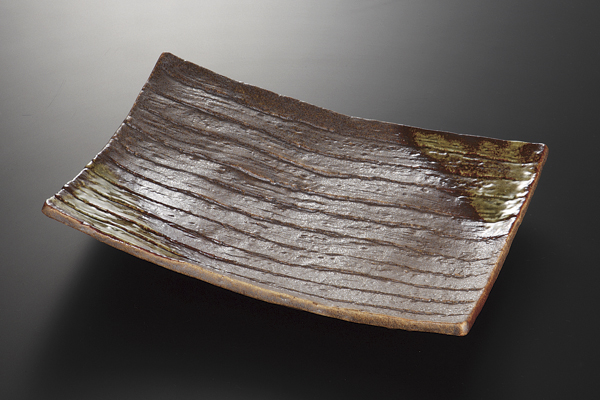 織部流し 長角大皿