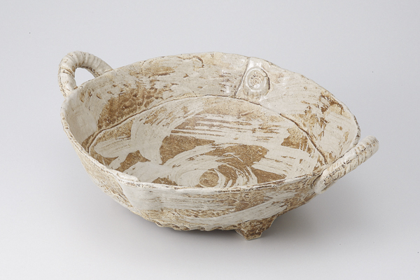 【廃番】黄彩 手付鉢