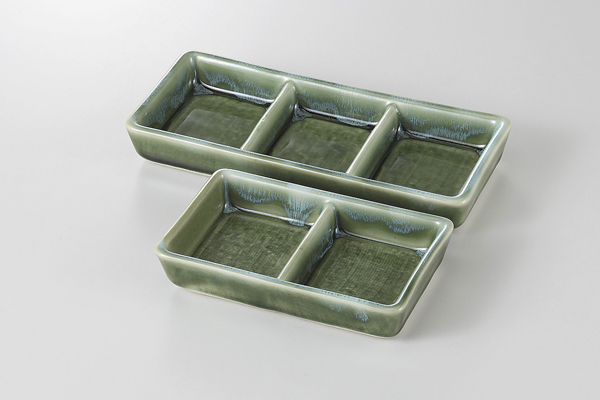 布目織部 二ツ仕切皿