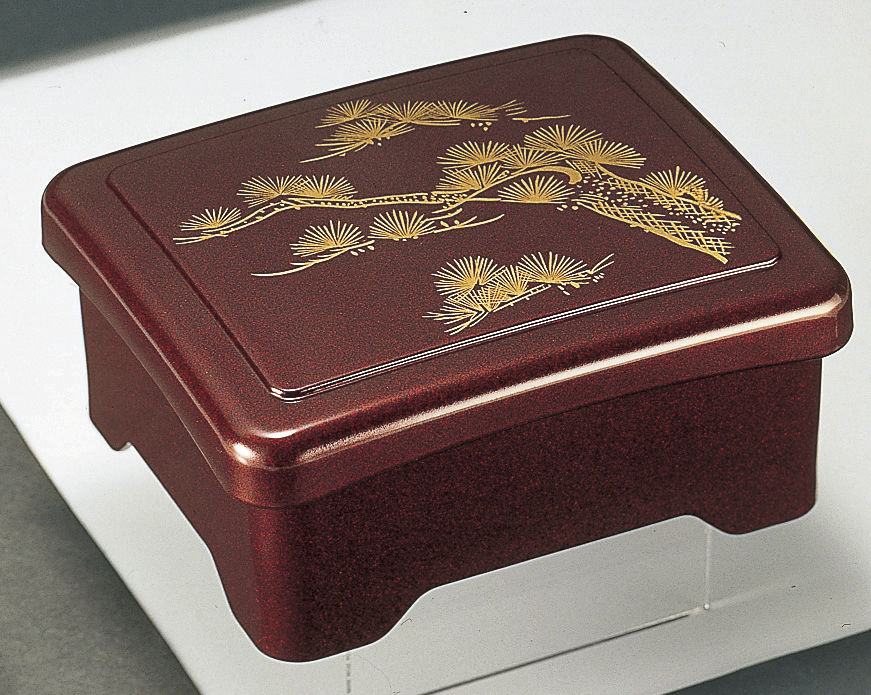 耐熱隅丸光月丼重 溜ﾊﾟｰﾙ松内朱塗