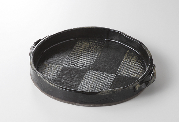 藍 釉 手造平鉢