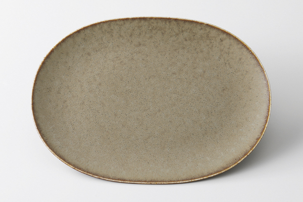 シルバーブラウン オーバルプレート21.5cm