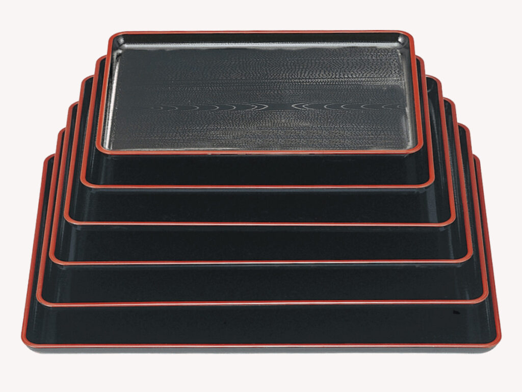 新木目会席盆 黒天朱SL 尺6(NS加工)