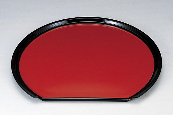 半月ﾌﾗｲﾄ盆 朱天黒 尺4