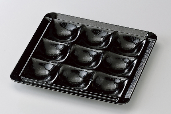 耐熱30cm 角渕付9点ﾌﾟﾚｰﾄ 黒ﾀﾀｷ