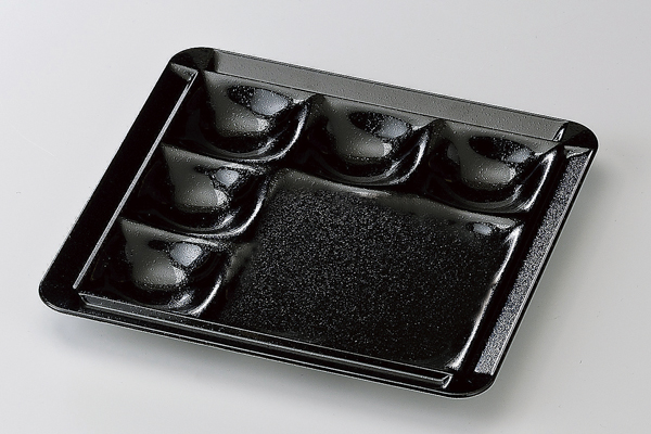 耐熱30cm 角渕付5/1ﾌﾟﾚｰﾄ 黒ﾀﾀｷ