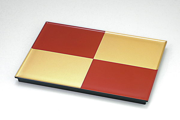 25cm長角ﾌﾗｯﾄﾌﾟﾚｰﾄ 朱金市松