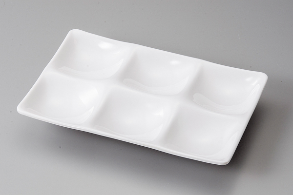 長角ﾒﾗﾐﾝ 白6点ﾌﾟﾚｰﾄ