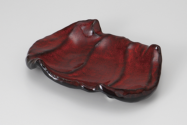 【廃番】紅黒炭 千段楕円皿(大)