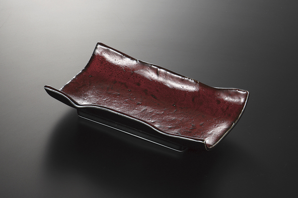紅黒炭 和紙型太口皿