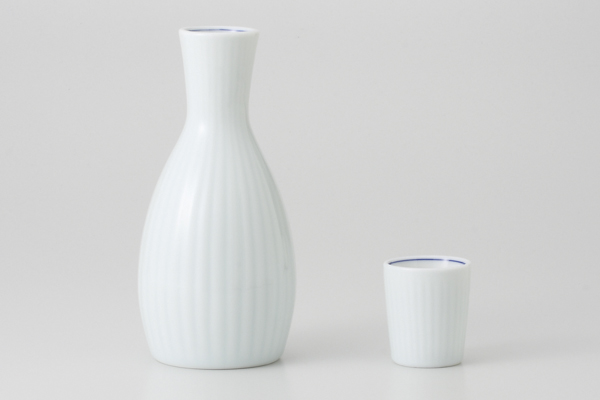 青白玉千筋 一合徳利