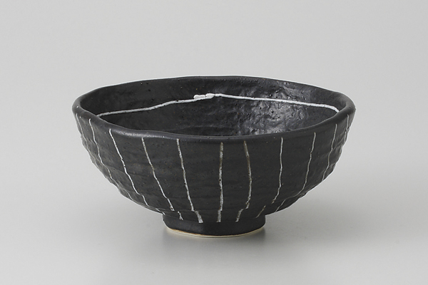 白ストライプ 飯碗