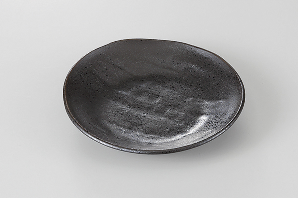 【廃番】黒茶ソギ 楕円皿