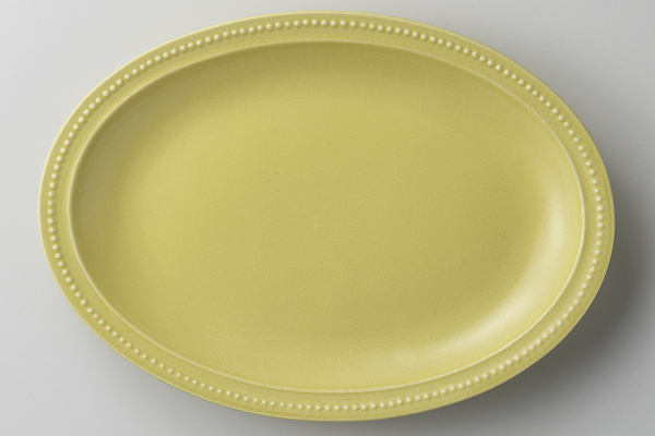 dot rim 12cmオーバルプレート(イエロー