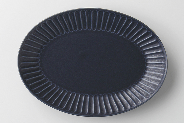 SHINOGI 23cm楕円皿(ブラックネイビー)