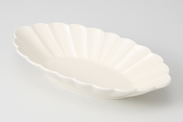 菊型楕円鉢 象牙