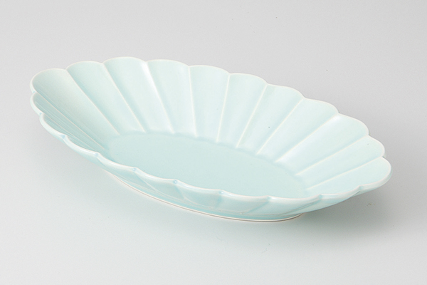 菊型楕円鉢 象牙