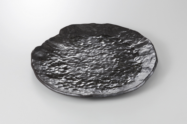 【廃番】天目ハケ 変形丸大皿