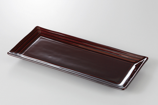 アメ釉 段々さんま皿