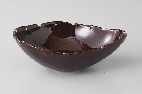 飴釉 ドット変形鉢