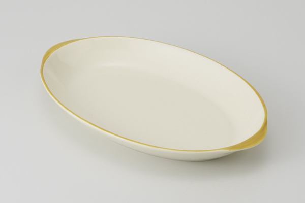 楕円パスタ皿 イエロー