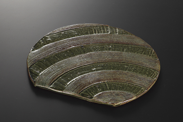 織部 うちわ皿 小