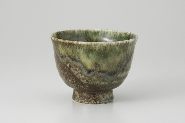 窯変織部流し 高台煎茶