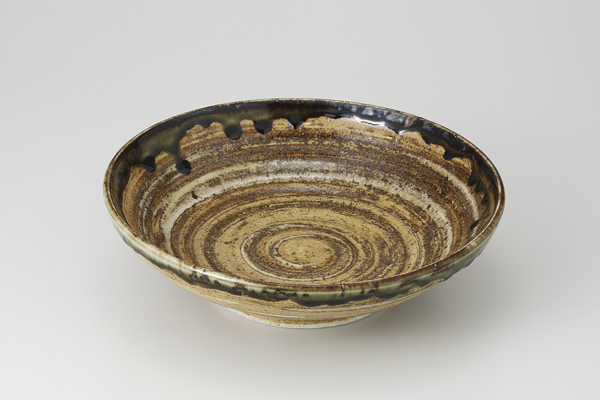 白波織部流し 7.5めん皿