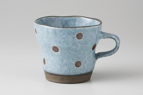 サビ水玉ブルー ねじりマグ(窯変)