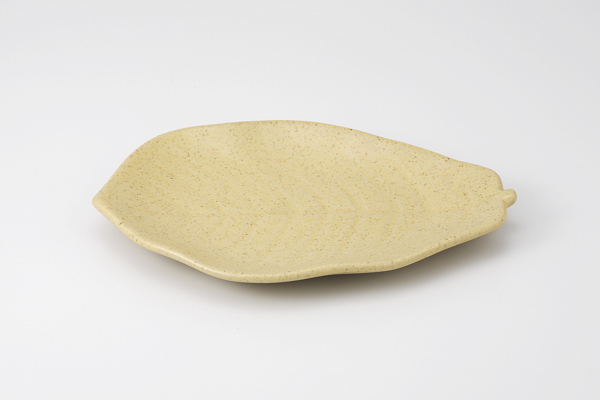 黄釉 朴葉皿