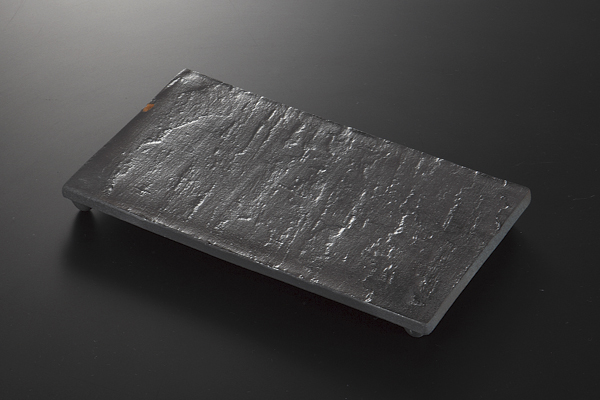 黒陶板 9寸長角皿