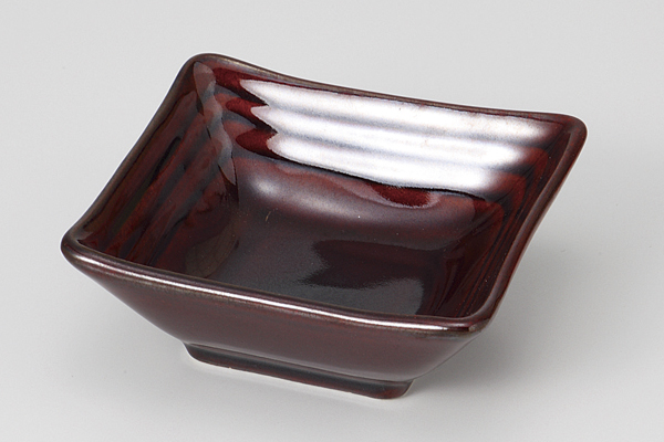 アメ釉段々 角小鉢