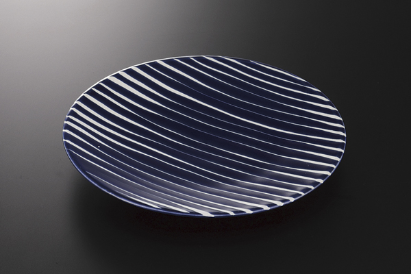 群青白線流 8寸皿