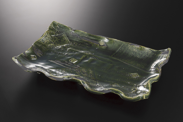 織部角文字 大皿