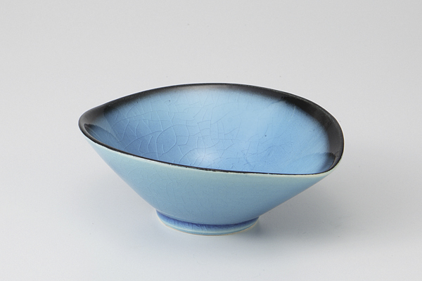 青輝貫入 楕円小鉢