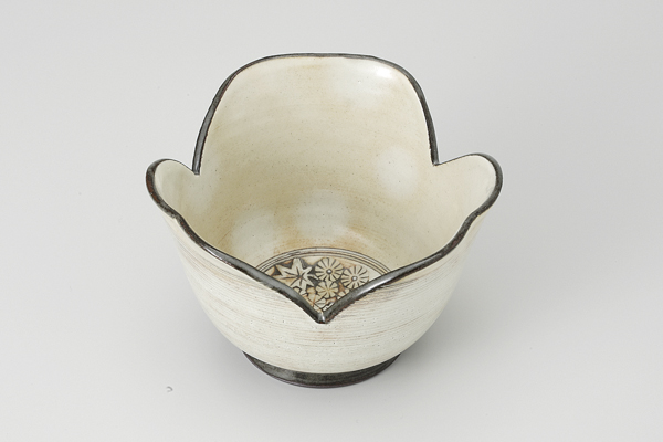 粉引印花紋 割山椒鉢