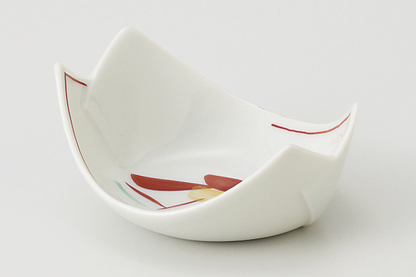 【廃番】手描き赤絵 舟形小鉢