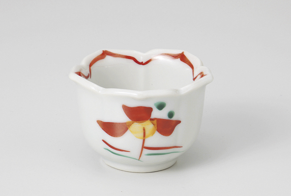 【廃番】手描き赤絵 桔梗型珍味