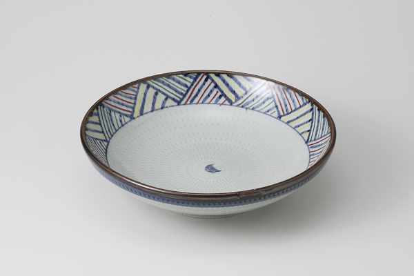 赤絵アジロ 7.0めん皿