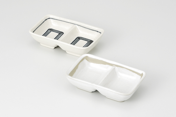 布目帯ライン 二品薬味皿