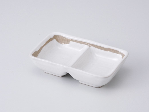 粉引ライン 二品薬味皿
