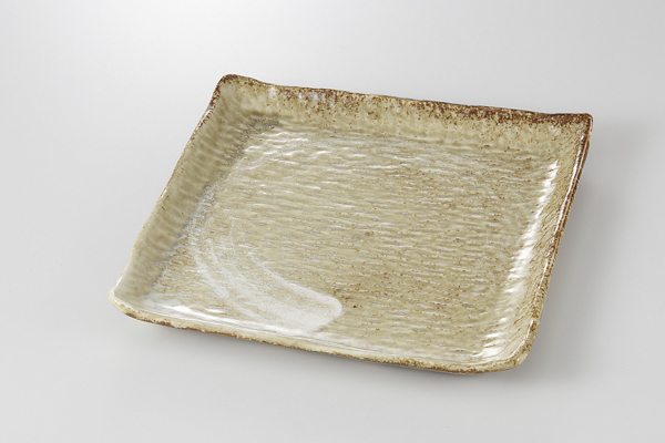 黄灰釉 正角大皿