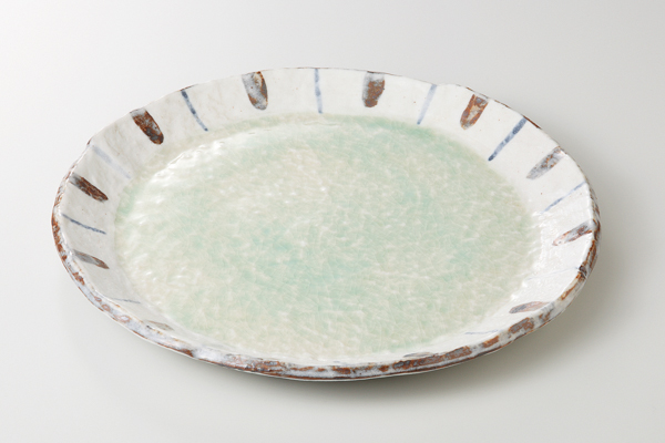 ヒワ釉渕十草 9.0丸皿