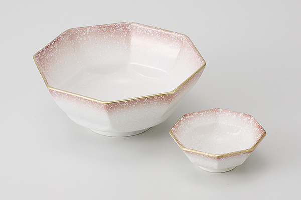 ピンク吹 八角刺身鉢